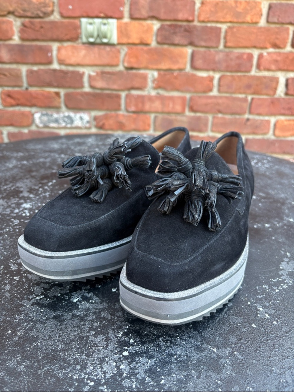 Gracelyn Johnston & Murphy Tassel Women’s Suede Tassel Platform Loafers size 9